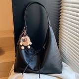 Women’s PU Leather Hobo Bag with Bow 🎀 – Trendy Solid Color Crescent Shoulder Bag & Mini Purse for Travel 💼✨