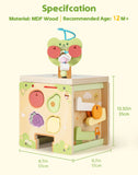 Robotime Wooden Montessori Activity Cube – 9-in-1 Educational Baby Learning Toy for Toddlers with Multiple Games