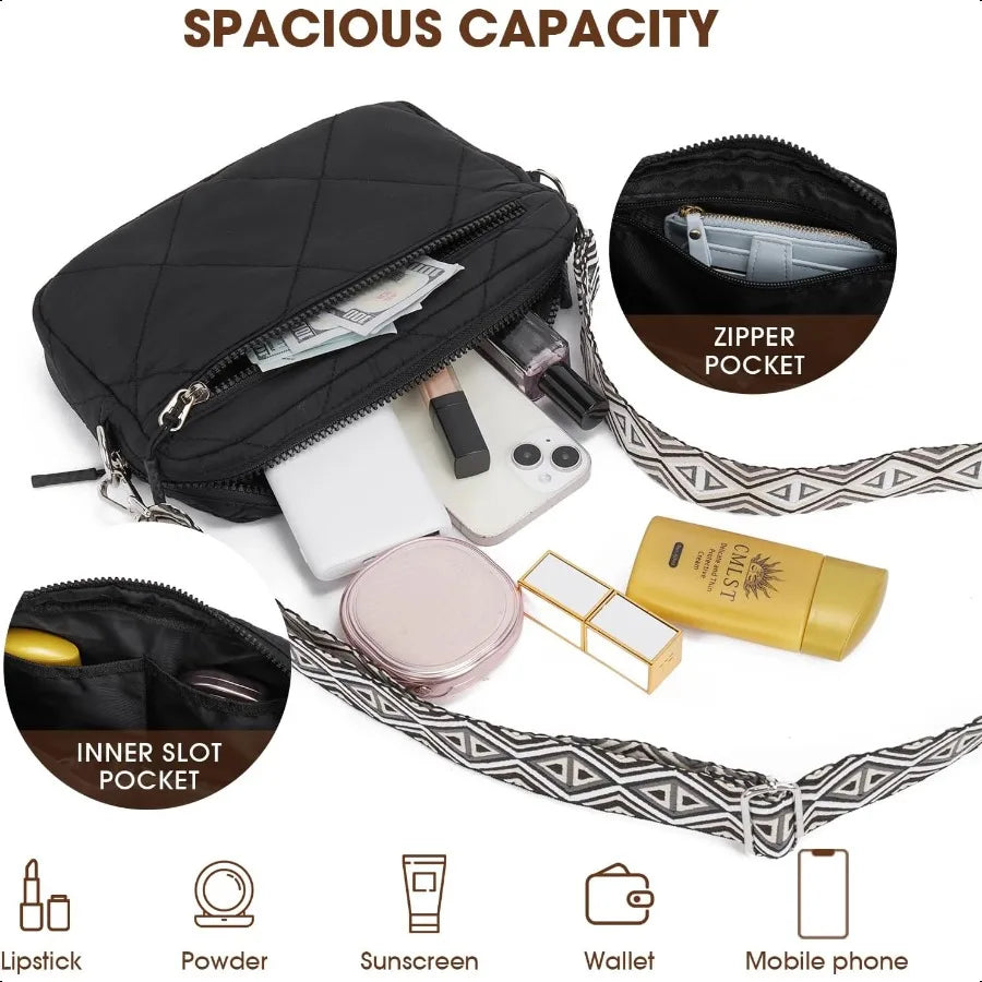 TELENA Quilted Crossbody Bag for Women – Lightweight Puffer Shoulder Purse with Modern Design & Premium Comfort