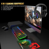 MambaSnake T11 Wired Gaming Combo – Rainbow LED Backlit Keyboard, Gaming Mouse & Headset Set for PC & Laptop