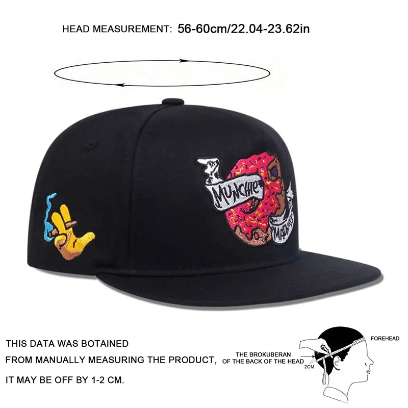 Unisex Donut Embroidery Baseball Cap – Adjustable Hip-Hop Outdoor Hat with Sun Protection