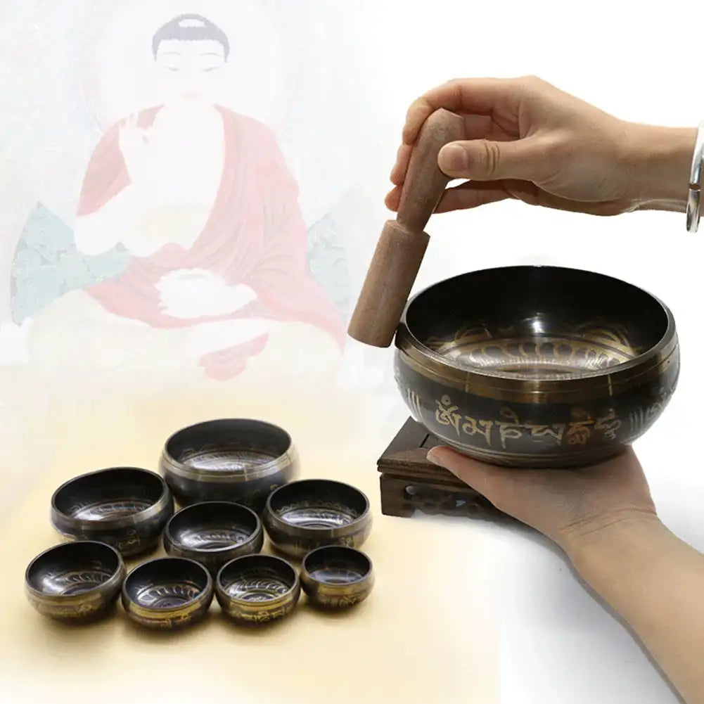 Handmade Tibetan Singing Bowl – Himalayan Meditation & Yoga Sound Healing Bowl (Bronze / 4 Sizes)