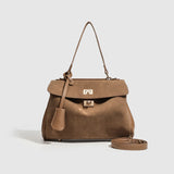 Suede Leather Luxury Tote Bag for Women – Large Capacity Shoulder & Messenger Satchel (Coffee)