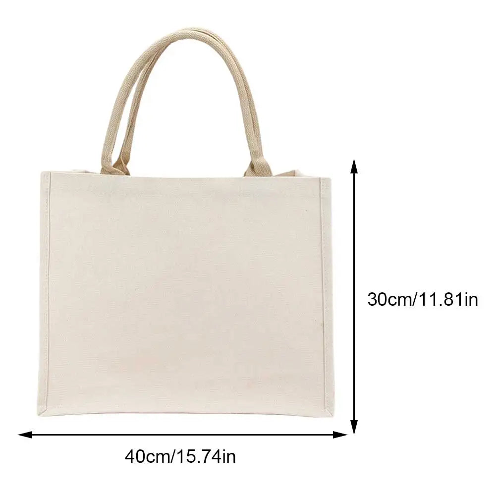 Women’s DIY canvas tote bag – large-capacity shopper handbag with sturdy handle, reusable grocery bag for daily use, weddings & gifts
