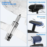 🪑 Ergonomic Office Chair with Footrest – Cushioned Seat, Adjustable Headrest, Lumbar Support & 3D Armrests