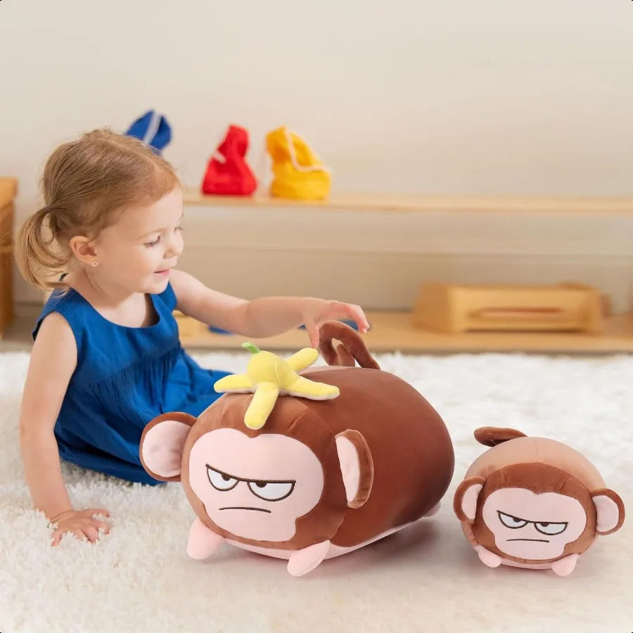 Achwishap Monkey Plush Toy – Fluffy Stuffed Animal Doll, Soft Hugging Pillow, Throw Plushie Cushion for Kids & Home Decor