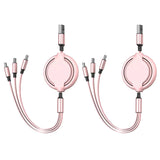 2-Pack 3-in-1 USB Charging Cable – Retractable Multi-Port Fast Charging & Data Cord for iPhone, Samsung, Huawei & Xiaomi
