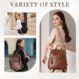 Ravuo Vegan Leather Convertible Backpack Purse — Multi-Style Women’s Travel & Everyday Shoulder Bag