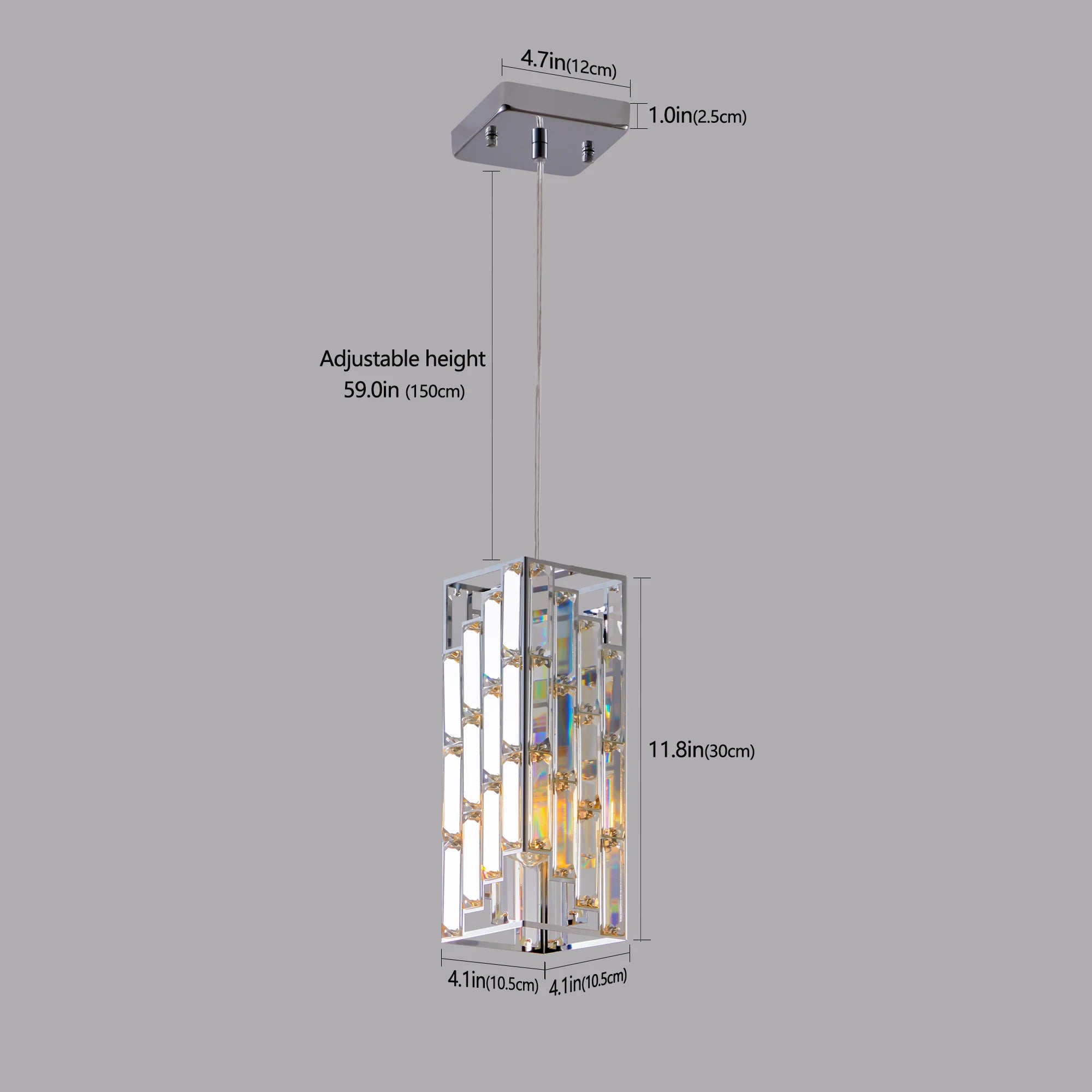 Modern Crystal Pendant Light – 3 Pack Adjustable Hanging Ceiling Lamps with Crystal Prism Design & Chrome Finish