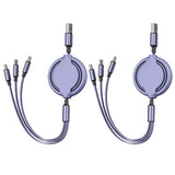 2-Pack 3-in-1 USB Charging Cable – Retractable Multi-Port Fast Charging & Data Cord for iPhone, Samsung, Huawei & Xiaomi