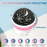 USB Powered Starry Night Light Projector – 360° Rotatable Moon & Stars Lamp with 9 Color Modes for Kids’ Bedroom & Home Decor