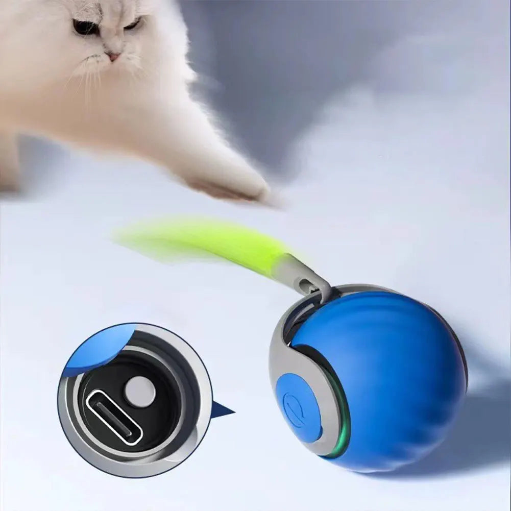Automatic Moving Cat Toy Ball – Smart Interactive Toy with 2-Speed Adjustment & Replacement Tail, 1–3PCS Set