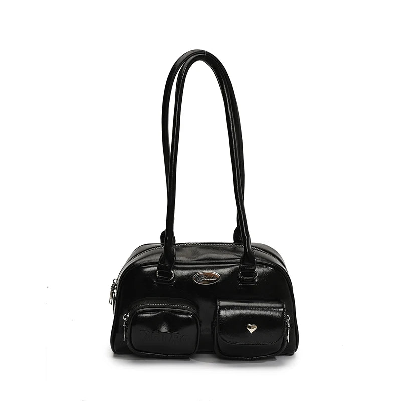 Retro Y2K Under-Arm PU Leather Bag for Women – Multi-Pocket Shoulder Tote & Casual Designer Satchel