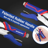 WORKPRO 2PCS Locking Pliers Set – CR-V Steel 7" Curved Jaw & 6.5" Long Nose Locking Pliers with Quick-Release Mechanism