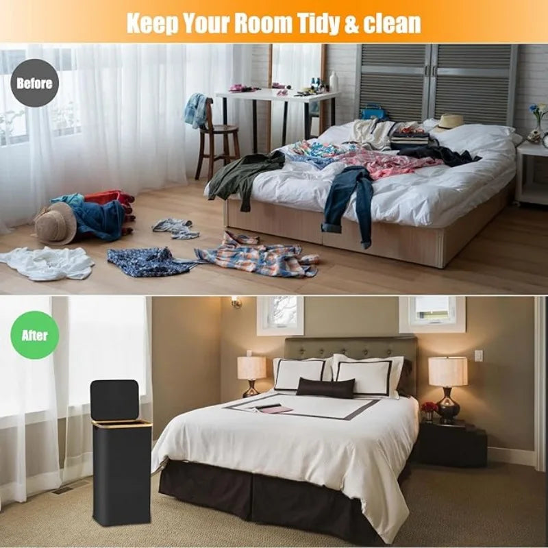 100 L Large Laundry Basket with Lid & Removable Inner Bag – Tall Freestanding Collapsible Hamper