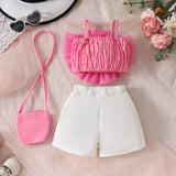 Floral Sleeveless Vest, Shorts & Bag 3-Piece Set for Toddler Girls (Ages 0-4Y)