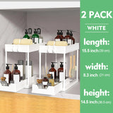 2-Tier Sliding Under-Sink Organizer with Hooks & Hanging Cup – Cabinet Storage Rack for Bathroom & Kitchen