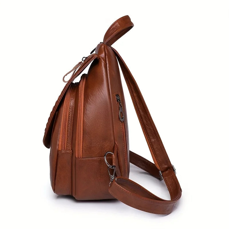 Stylish Women’s Faux Leather Backpack – Chic Work & Travel Bag with Polyester Lining | Spacious Everyday Fashion Daypack