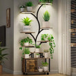 “65-Inch Indoor Plant Stand with Grow Lights – Tiered Metal Shelf with Wheels & Drawer for Home Plant Storage & Decor”