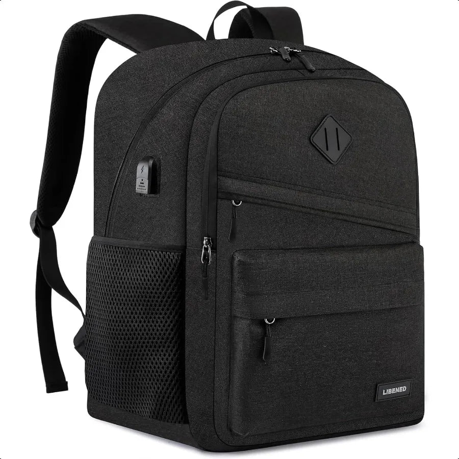 15.6" Water-Resistant School Laptop Backpack – USB Charging Bookbag for Teen Boys & College Students | Durable Study Daypack