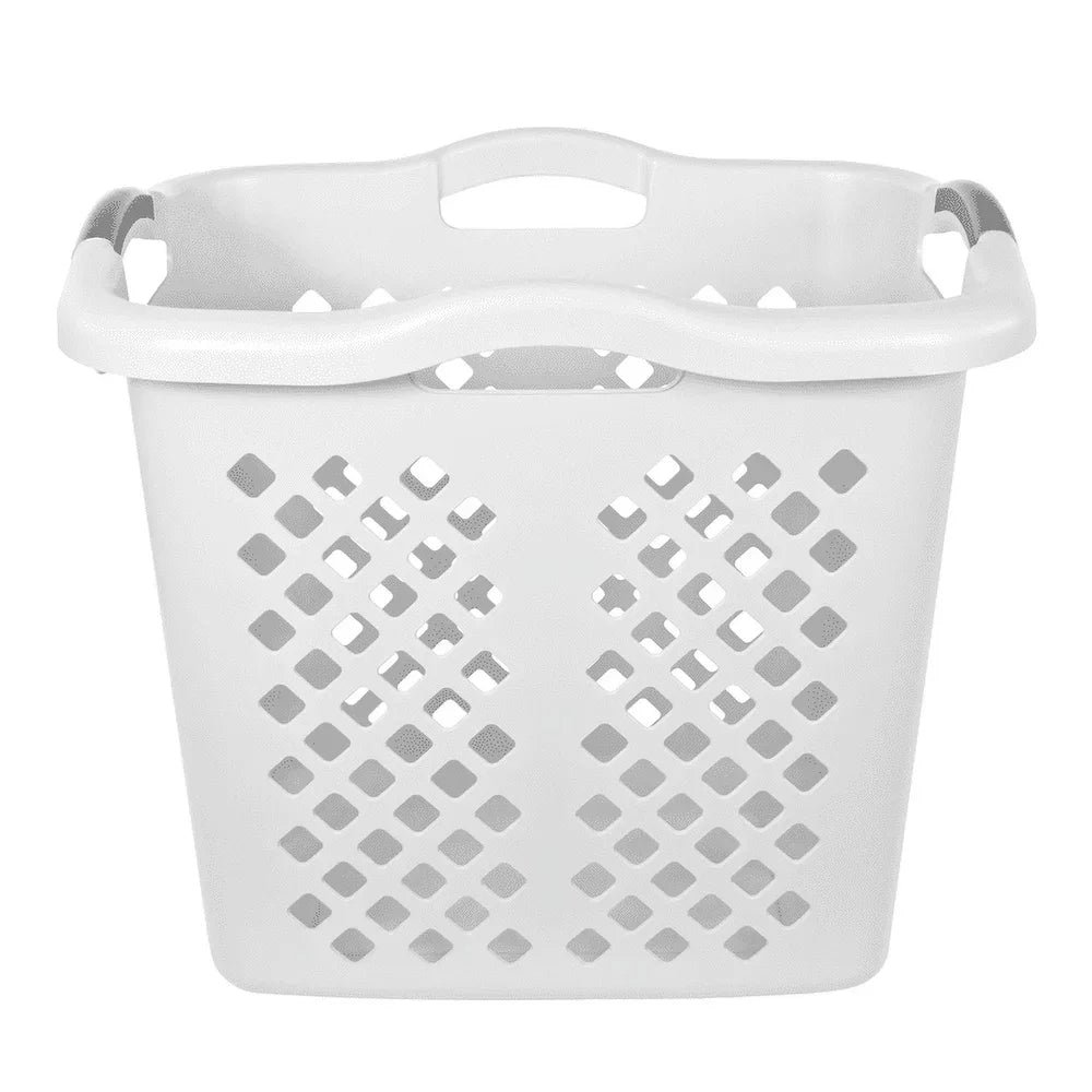 2 Bushel Plastic Laundry Basket with 4 Handles – Durable Ventilated Storage for Clothes, Toys & Sports Gear
