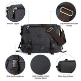 Unisex Canvas Shoulder Bag – Large Capacity Multi-Pocket Crossbody Tote for School, Work & Daily Activities
