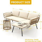 “3-Piece Patio Furniture Set – Wicker L-Shaped Sectional Conversation Sofa with Cushions for Backyard, Porch & Garden”