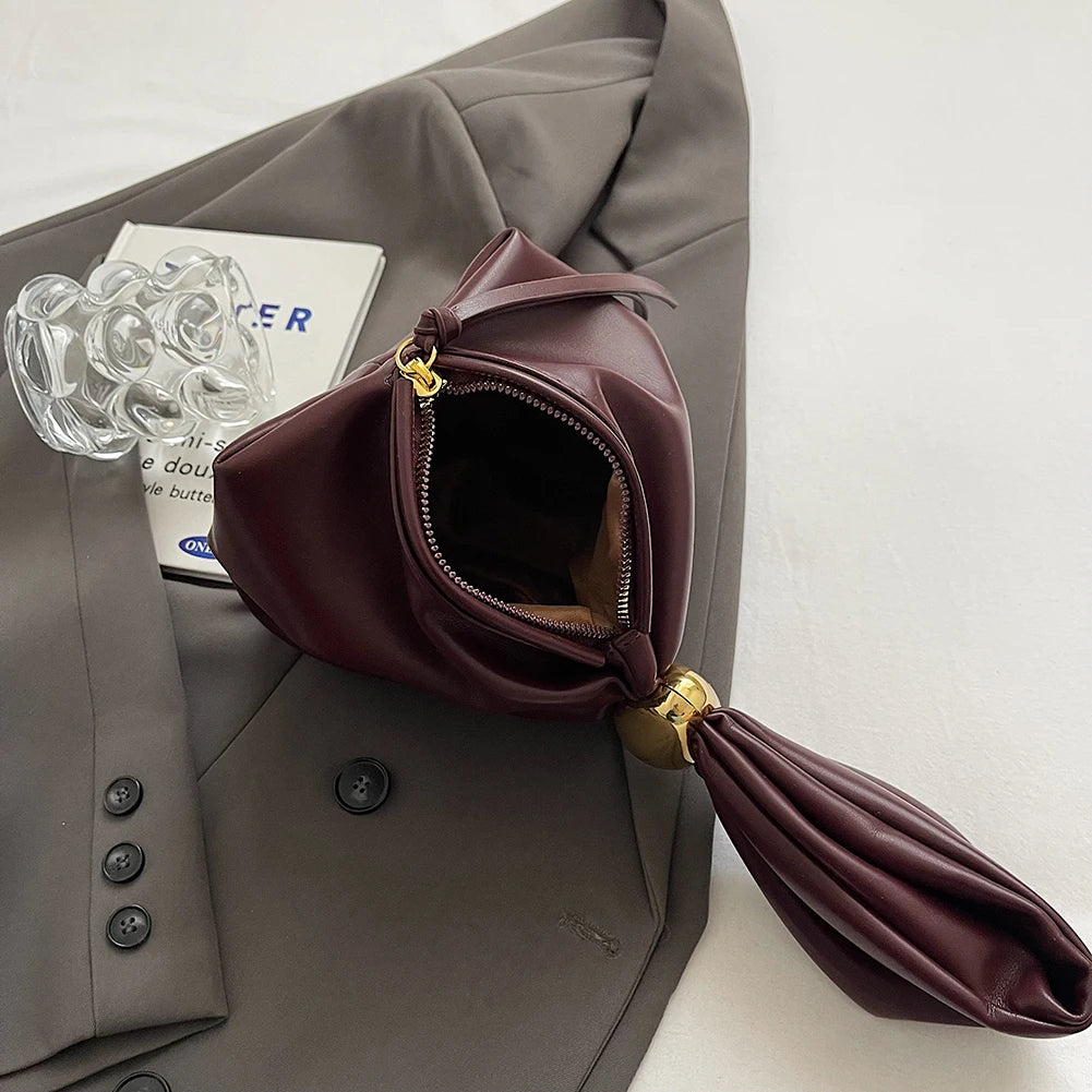 PU Fashion Large Capacity Tote Bag for Women – Trendy Slouchy Hobo Solid-Color Zipper Carry Bag