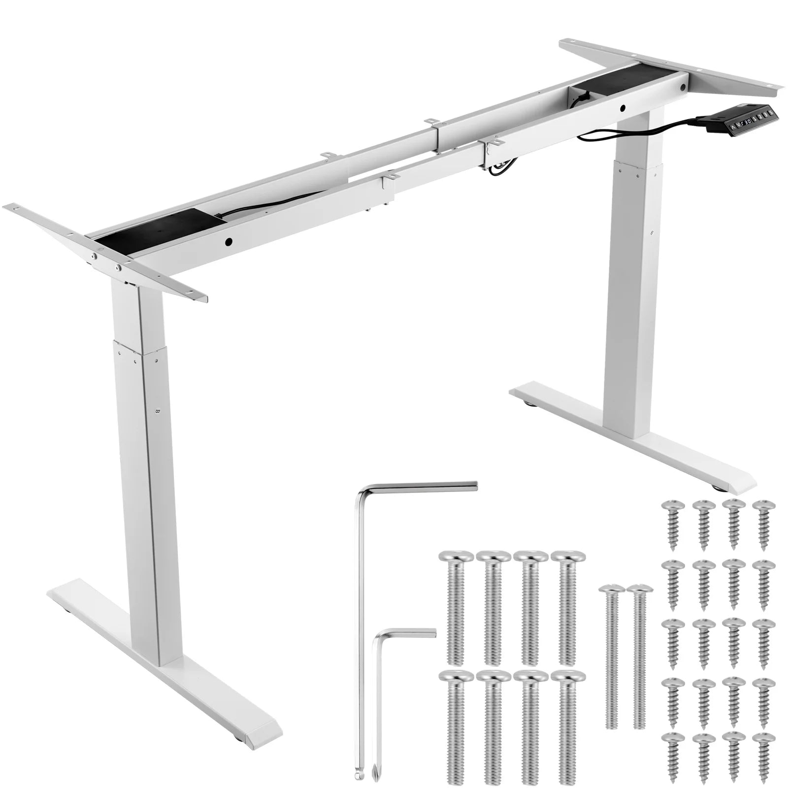 SucceBuy Electric Standing Desk Frame – Ergonomic Adjustable Legs for DIY Workstation (Black & White)
