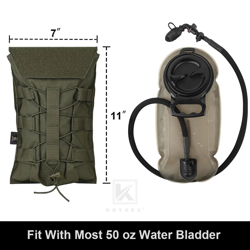 KRYDEX 500D Tactical Hydration Carrier – MOLLE 50oz Water Bladder Pouch | 1.5L Outdoor Hiking Hydration Pack