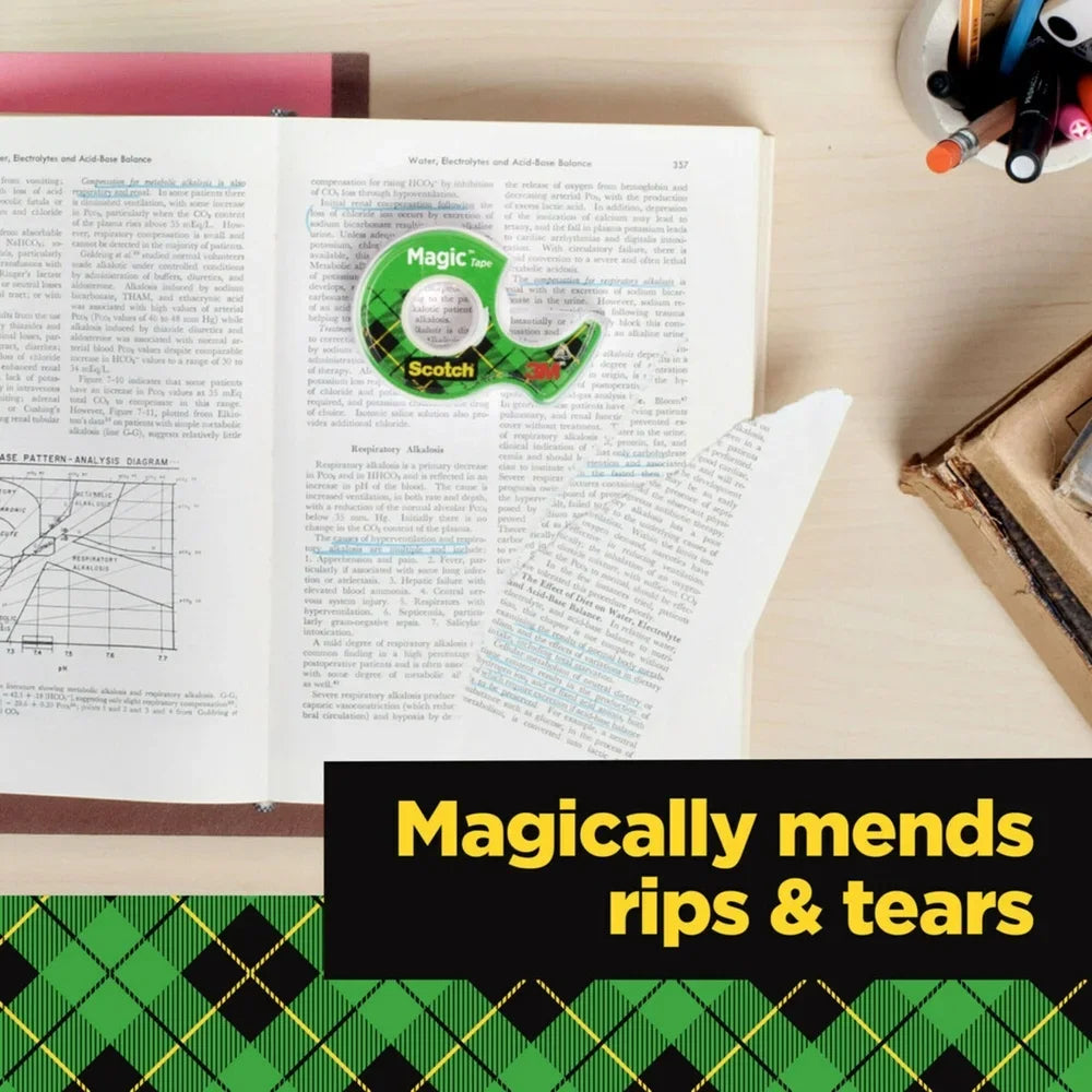 Magic Tape Dispenser Set (2-Pack) – Invisible Matte Office Tape with Permanent Adhesive