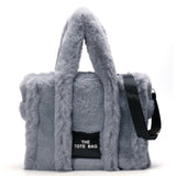 Women’s Fluffy Plush Tote Bag – Solid Color Soft Shoulder & Crossbody Shopper with Large Capacity for Work, Travel & Daily Use