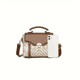 Stylish Women’s Crossbody Handbag – Elegant Brown Shoulder Bag with Lock & Decorative Stitching 👜✨