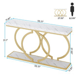 Tribesigns 55" Gold Console Table – Modern Faux Marble Entryway & Sofa Table | Narrow Long Accent Table for Hallway or Living Room