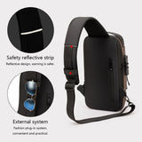 Men's PU Leather Chest Bag – Waterproof Anti-Theft Crossbody Sling with USB Charging Port for Travel & Sports