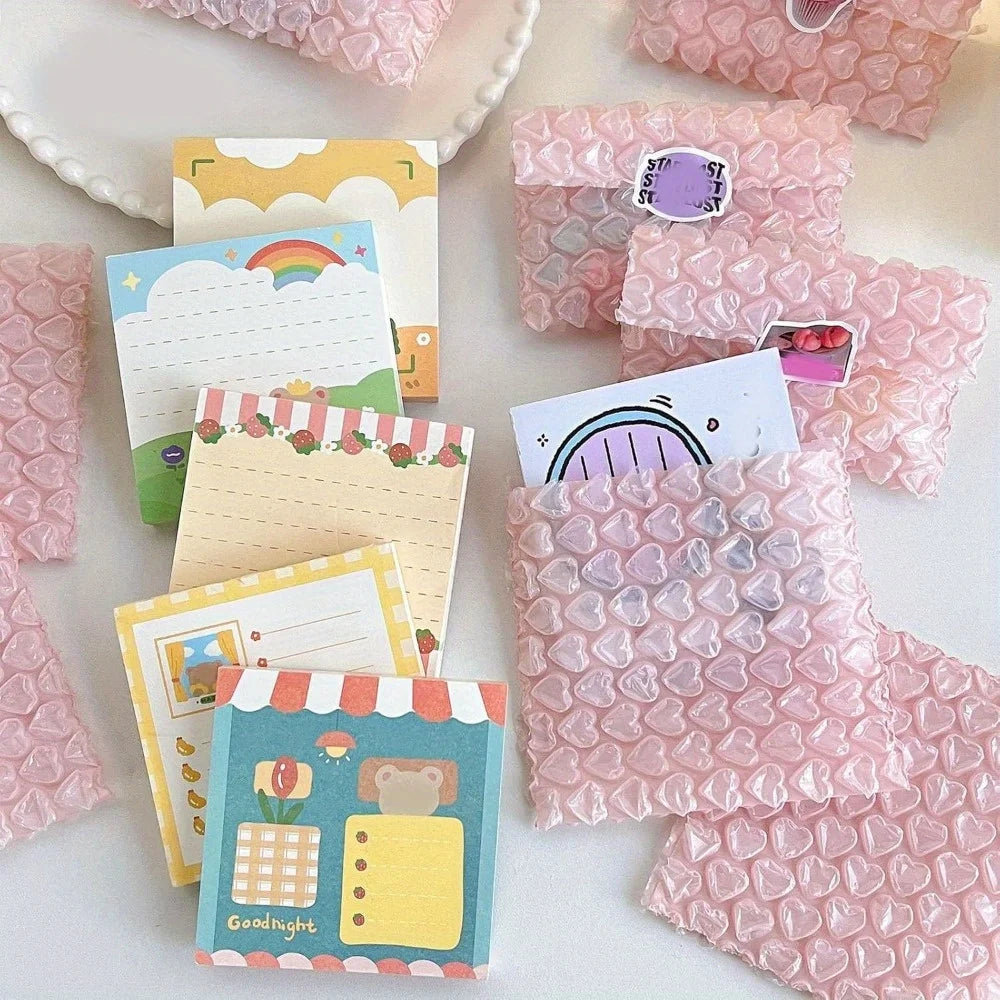 Pink Heart-Shaped Protective Bubble Pouches – 3.9″×4.1″ Cushioning Bags for Shipping, Moving & Storing Fragile Items