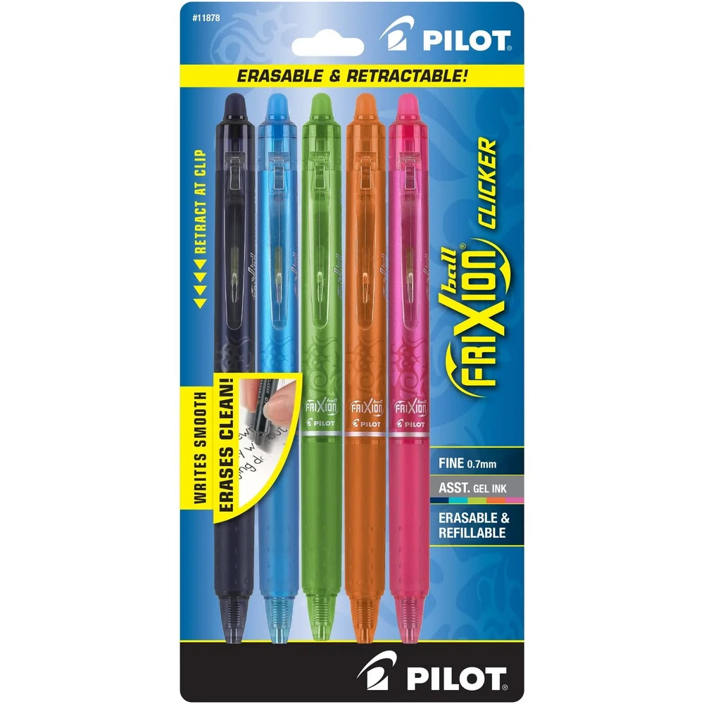 Erasable Gel Ink Pens – Fine Point Retractable Pens with Thermo-Sensitive Ink (5-Pack)