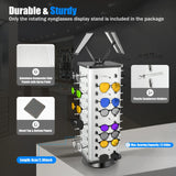 Rotating Sunglass Stand – 44-Pair Glasses Display Rack with Mirror for Commercial & Home Eyewear Organization