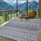 5x8 Outdoor Waterproof Reversible Patio Rug – Boho Plastic RV Camping Rug for Porch, Balcony, Backyard & Picnic