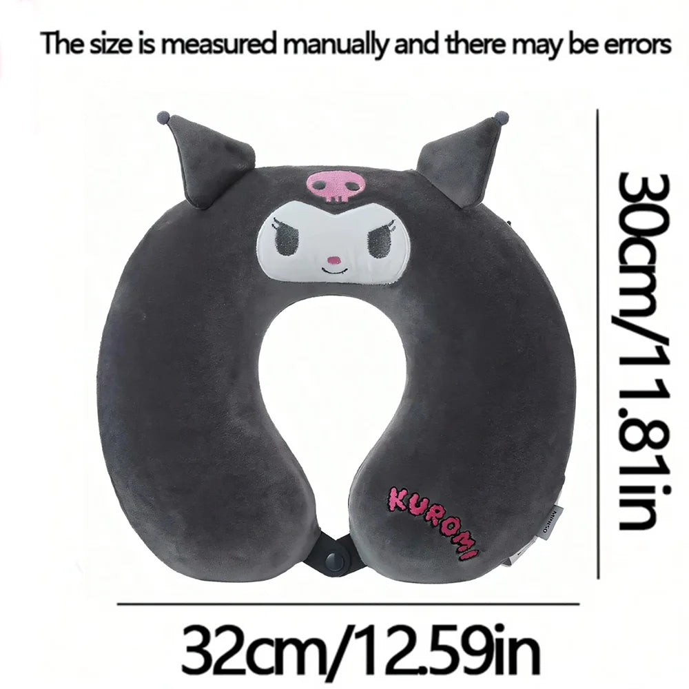 “ Miniso Sanrio U-shaped neck pillow – Kuromi & Cinnamoroll travel cushion for teens & adults, nap & sleep support ”