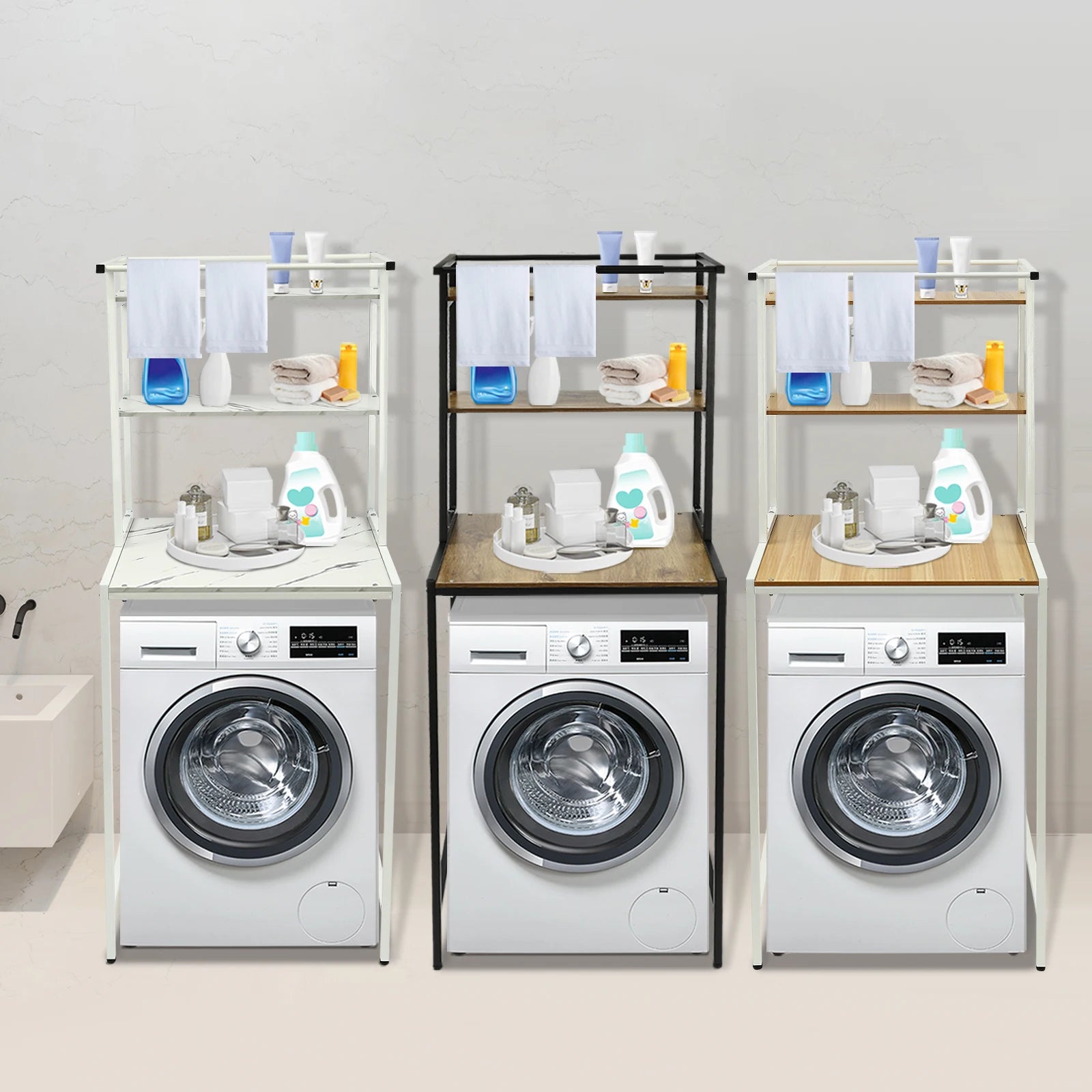 3‑Tier Washer & Dryer Storage Shelf – Space-Saving Laundry Rack with Multi-Color Finish