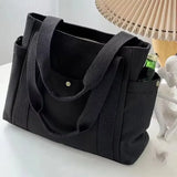Large-capacity canvas tote bag – student & college style shoulder handbag, work commuting book bag for school, office & daily use