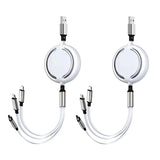 2-Pack 3-in-1 USB Charging Cable – Retractable Multi-Port Fast Charging & Data Cord for iPhone, Samsung, Huawei & Xiaomi