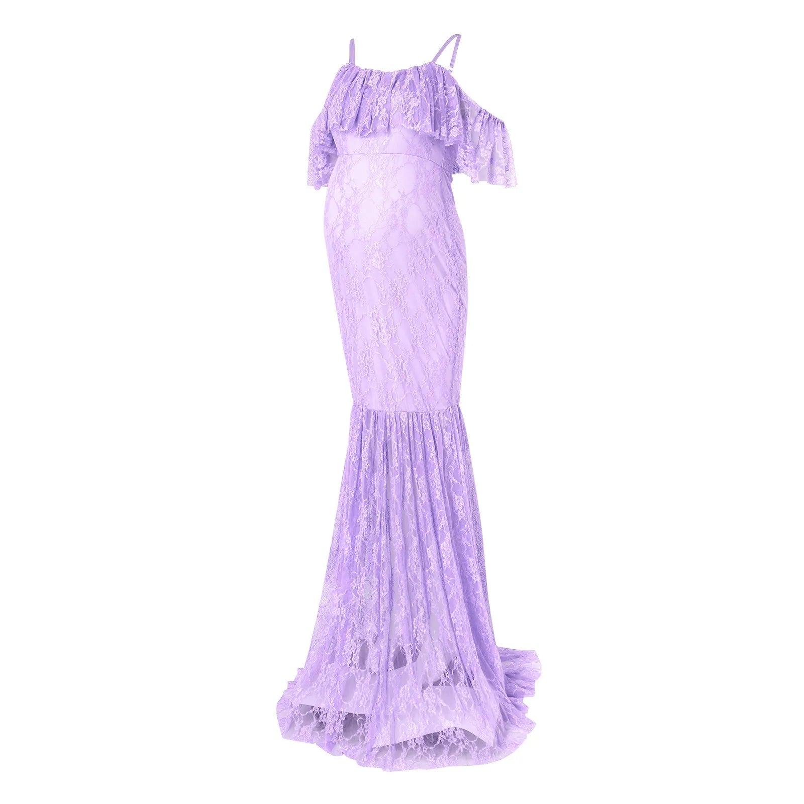 Women’s Lace Mesh Maternity Dress – Sleeveless Coral Tulle Pregnancy Gown with Elegant Design for Photoshoots & Parties