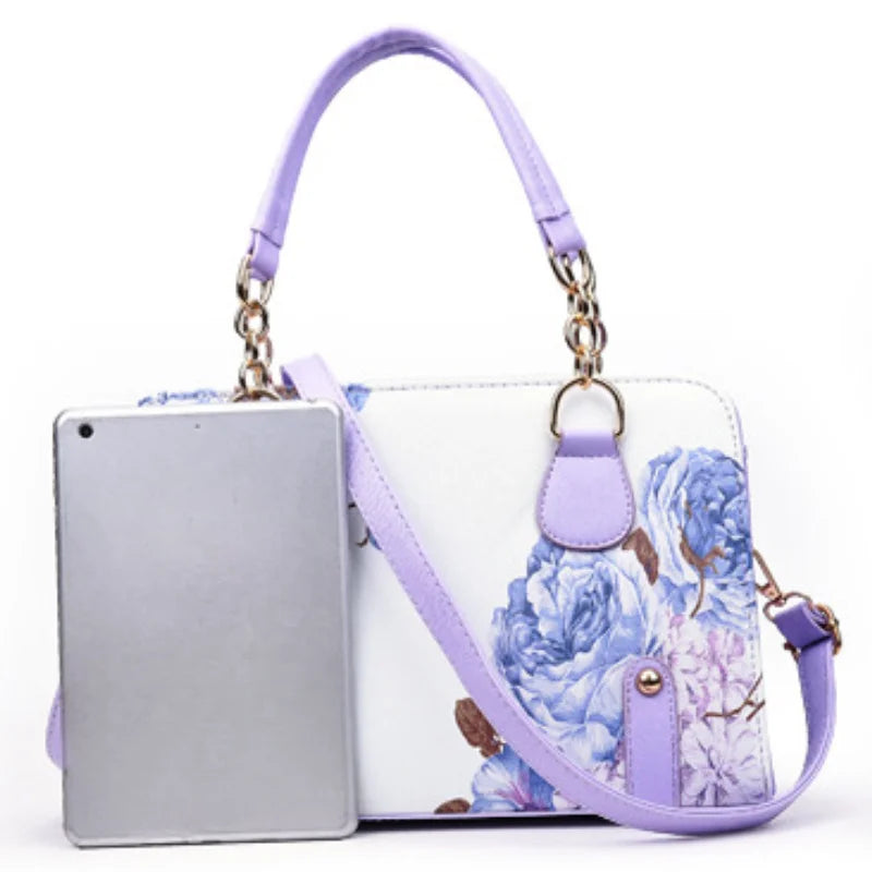 Women’s PU Leather Floral Tote Bag – Fashion Shoulder & Crossbody Handbag with Zipper Closure and Adjustable Strap for Daily Use & Gifts