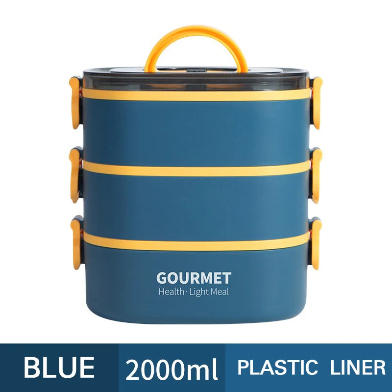Stackable 3-Layer Bento Lunch Box – Leak-Proof Large Capacity Microwave-Safe Food Container