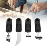 4-Piece Non-Slip Rubber Handle Stainless Steel Utensil Set – Spoon • Fork • Steak Knife • Teaspoon