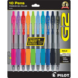 Pilot G2 Gel Pens – 10-Pack Bold Point Retractable Roller Pens with Assorted Ink Colors ✍️