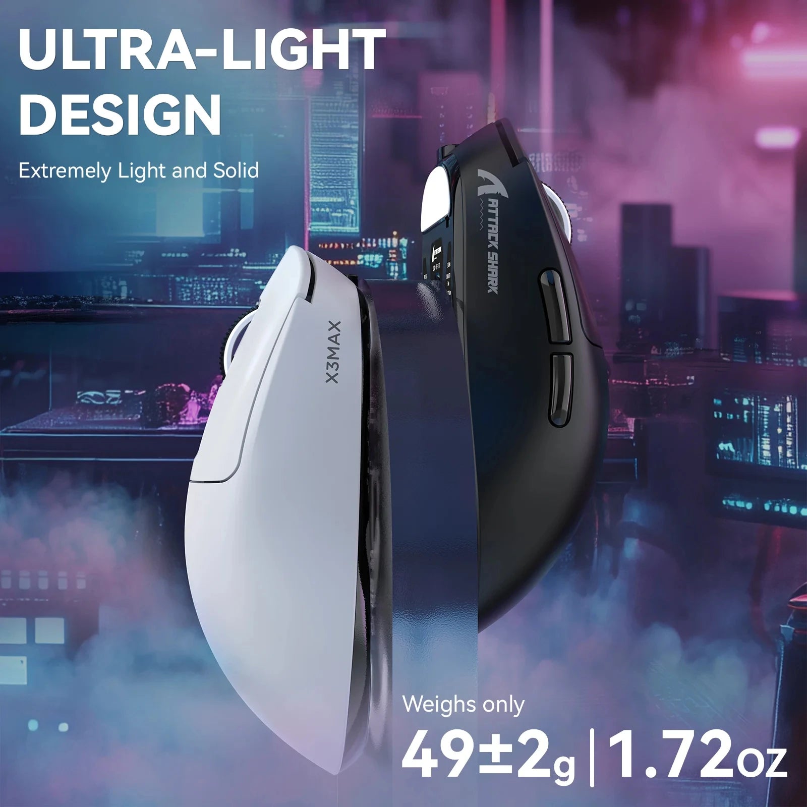 Attack Shark X3MAX Wireless Gaming Mouse – PAW3950 Optical Sensor with Adjustable DPI, Lightweight Design & RGB Backlight