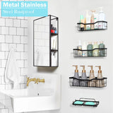 Adhesive No-Drill Wall Mounted Stainless-Steel Shower Organizer Shelf – Sleek & Rust-Resistant